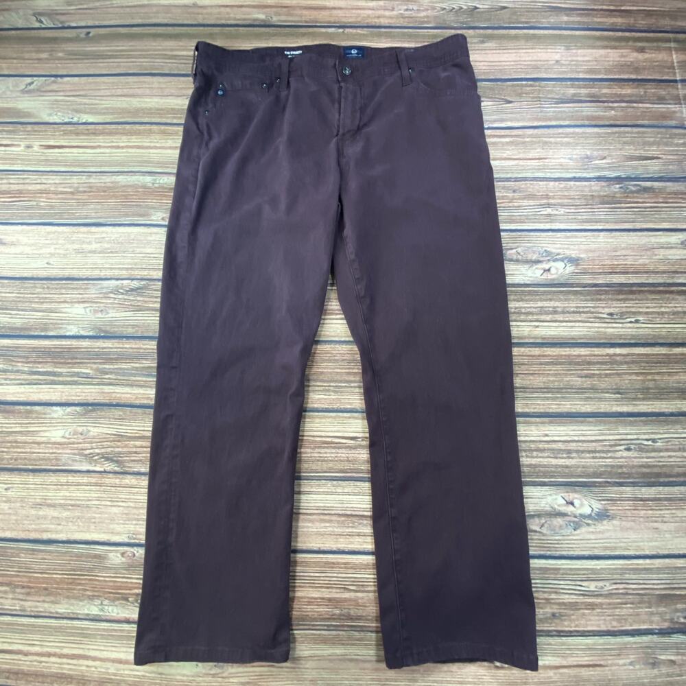 AG Adriano Goldschmied Men’s Burgundy Slim Straight 5-Pocket pants 38x34